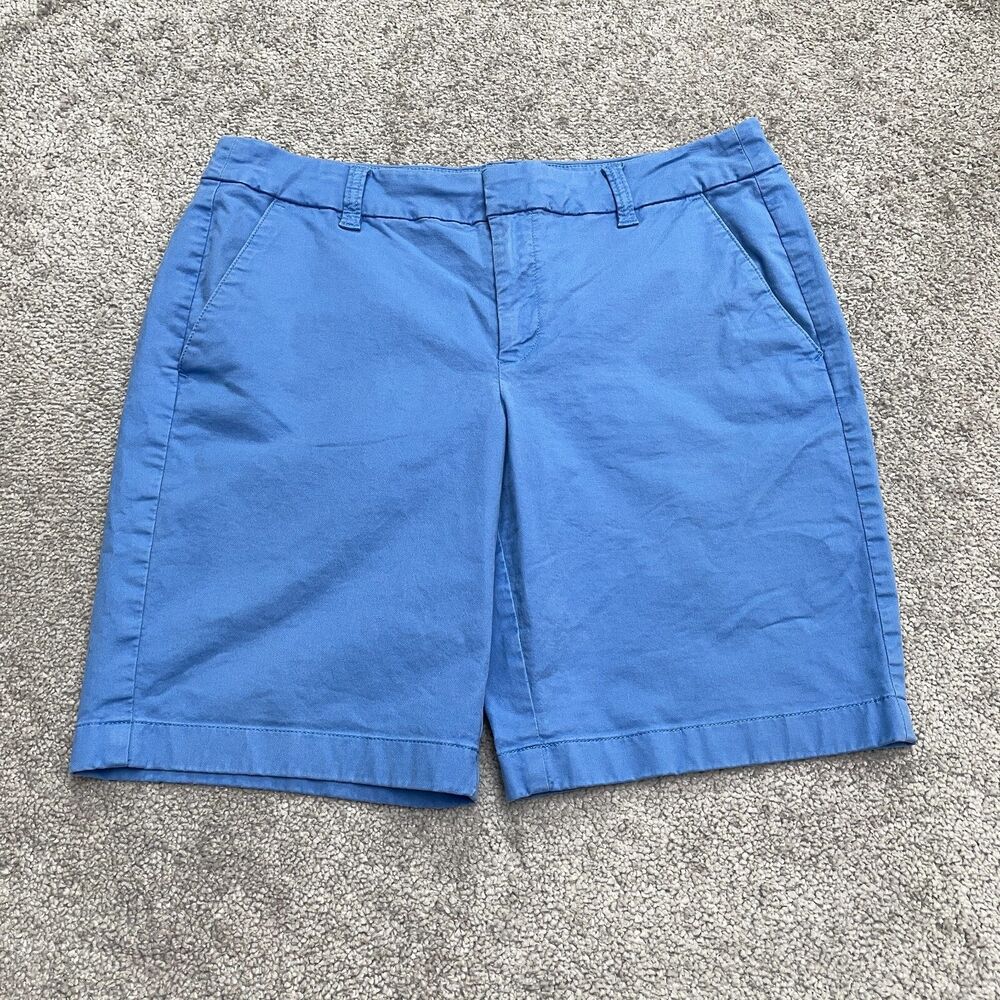 J.Crew Chino Shorts Womens 8 Blue High Rise Solid Pockets Cotton Casual Preppy